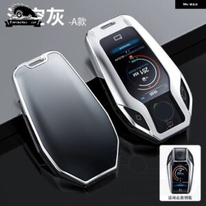 BMW 合金 車 LED ディスプレイ キーカバー ケースシェル 5 7シリーズ G11 G12 G30 G31 G32 I8 I12 I15 G01 G02 G05 G07 X3 X4 X5 X7 - grey