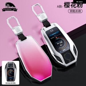 BMW 合金 車 LED ディスプレイ キーカバー ケースシェル 5 7シリーズ G11 G12 G30 G31 G32 I8 I12 I15 G01 G02 G05 G07 X3 X4 X5 X7 - pink　plus