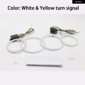 BMW SMD コットンライト スイッチ バック LED エンジェルアイリング DRL キット E60 E61 LCI 528I 530I 535I 550I 2007-2010 ハロゲン ヘッドライト - white　and　yellow