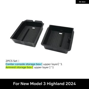 テスラ センター コンソール オーガナイザー コントロール 下底 収納 ボックス 互換サングラス ホルダー 滑り止め モデル3ハイランド - ABS Upper Kit