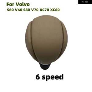 ボルボ ギア シフト ノブ革シフター ハンドボール 5/6スピード S60 V60 S80 V70 XC70 XC60 ギアレバー ヘッドカーアクセサリー - 6 speed