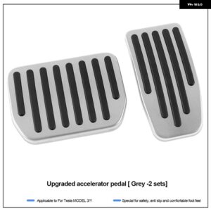テスラ フットペダル パッド カバー モデル3 Y ブレーキペダル フットレスト アクセルペダルゴム パッド カバー 合金 - for model 3 Y grey