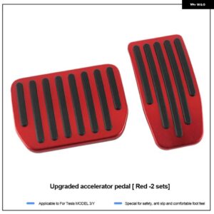 テスラ フットペダル パッド カバー モデル3 Y ブレーキペダル フットレスト アクセルペダルゴム パッド カバー 合金 - for model 3 Y red