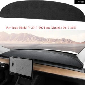 テスラ モデルY 3 2017-2023 モデル3 2024 ハイランド ダッシュボード カバー アンチグレアフランネル ダッシュボード パッド - MY 17-24 M3 17-23