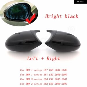 BMW カーボン スタイル ブラックバックミラー サイドミラー カバー キャップオーバーレイ E81 E82 E87 E88 E90 E91 E92 E93 M ルックカーアクセサリー - Black LCI