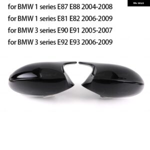 BMW カーボンルック ブラックバックミラー サイドミラー カバー キャップ E90 E91 M3 スタイル カバー E81 E82 E87 E88 1 3シリーズ E92 E93 - Black Pre-LCI