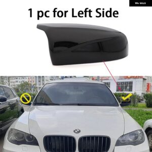 BMW カーボンルック ブラックサイドミラー カバー 交換 X5 E70 X6 E71 2008-2013 DIY アクセサリーオーバーレイ - 1pc Left Side Black