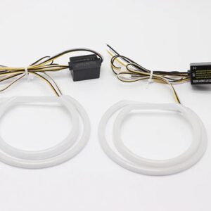 BMW SMD コットンライト スイッチ バック LED エンジェルアイリングキット 3シリーズ E46 コンパクト 2001-2005 カーアクセサリー - White and yellow