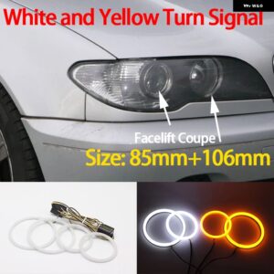 BMW LED コットンエンジェルアイリング デイタイム ライト 3シリーズ E46 316I 318I 320D 323I 328I 330I 325XI 330D 1998-2005 - 4. With Lens W Y