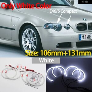 BMW LED コットンエンジェルアイリング デイタイム ライト 3シリーズ E46 316I 318I 320D 323I 328I 330I 325XI 330D 1998-2005 - 1. Without Lens W Y