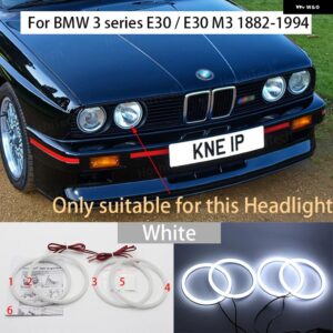 BMW コットン スイッチ バック LED ホワイト アンバー エンジェルアイリング DRL ウィンカーライト 3シリーズ E30 E36 M3 1982-2000 - for bmw E30 White