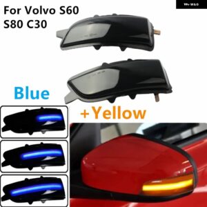 ボルボ LED ダイナミックウィンカー ライトサイドバックミラー インジケーター ウインカーランプ C30 C70 S40 S60 V40 V50 V70 08-2010 S80 - Blue-Yellow