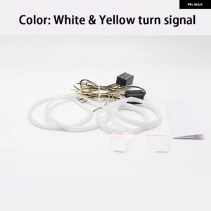 BMW 131MM+146MM SMD コットン LED エンジェルアイリングキット 3シリーズ E46 セダン 2001-2005 世代 ヘッドライト プロジェクターなし - White and yellow