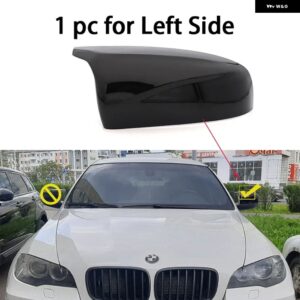 BMW 2個 バックミラー サイド ウイング 明黒カーボンパターンミラー カバー キャップ X5 E70 X6 E71 2008-2013 - Bright Black