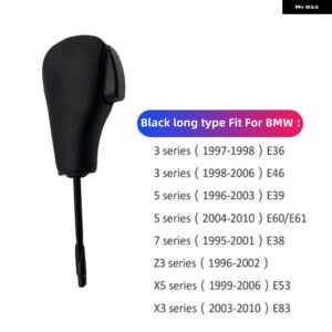 BMW 自動カーボンギアノブ レバー シフター カー スタイリング E39 E46 E53 E60 E61 E63 E64 E83 E81 E82 E87 E90 E91 E92 - Black-Long