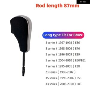 BMW 自動カーボンギアノブ レバー シフター カー スタイリング E39 E46 E53 E60 E61 E63 E64 E83 E81 E82 E87 E90 E91 E92 - Carbon fiber-Short