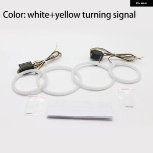 BMW LED SMD コットンライト スイッチ バックエンジェルアイリング DRL キット 3シリーズ E91 E90 LCI 2009-2012 キセノン ヘッドライト - White and yellow