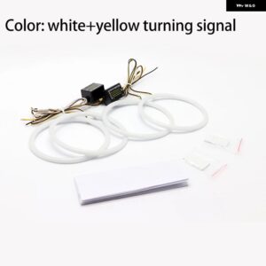 BMW SMD コットンライト LED エンジェルアイ白と黄色 DRL キット 3シリーズ E46 コンパクト 37012 カーアクセサリー - White and yellow
