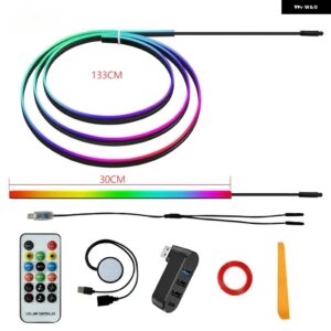 テスラ カラー ダッシュボード アンビエントライト モデル3 Y LED インテリア RGB シンフォニー ムードランプ USB APP コントロ - Set E 5PCS