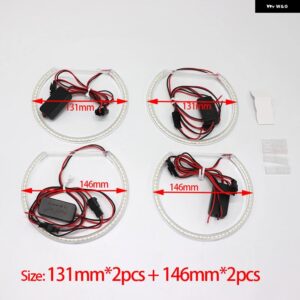 BMW スタイリング 白色 LED リングライト 3 5 7シリーズ E39 E46 E38 E36 LED SMD エンジェルアイキット ランプ 131MM 146MM - White 2x131and 2x146