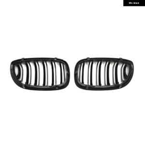 BMW 2個 スタイル グロスブラックフロントキドニーダブルスラット グリル 3シリーズ E46 セダンツーリングフェイスリフト 02-06 アクセサリー - all black