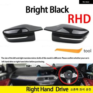 BMW カーボン交換用サイドミラー カバー キャップ 3 4 5 7 8シリーズ G20 G21 G30 G38 G22 G23 G11 G12 G15 G16 - RHD Black