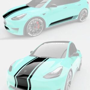 テスラ モデル3 Y パーソナライズ車体 装飾 フードボディサイドフィルム 2019-24 カーアクセサリー - D