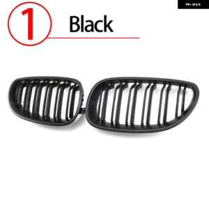 BMW LOOK 車 グリル フロントキドニー光沢 2 ライン ダブル スラット 5シリーズ E60 E61 M5 520I 535I 550I 2003-2010 - 1.Black