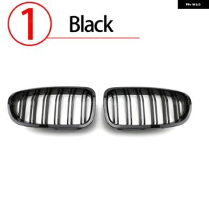 BMW ルック車 グリル フロントキドニー 2 ラインダブルスラット 5シリーズ F10 F11 F18 2010-2017 デュアルライン レーシング グリル - 1.Black