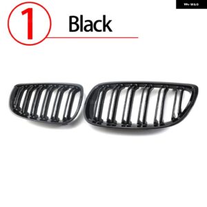BMW LOOK 車 グリル フロントキドニー光沢 2 ライン ダブル スラット 3シリーズ E92 E93 M3 PRE-LCI 2006-2009 - 1.Black