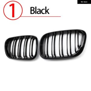 BMW ルック車 グリル フロント 2 ラインダブルスラット X5 E70 2007-2013 X6 E71 E72 2008-2014 カーアクセサリー - 1.Black