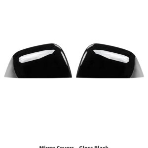 テスラ カーボンパターンサイドドアミラー カバー モデル3 Y ABS 材料ドアサイド牛ホーンバックミラー カバー - Y Paint Black