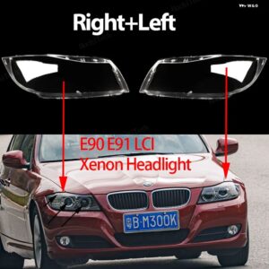 BMW ヘッドライト カバー 3シリーズ E90 E91 LCI フェイスリフト 2008-11 クリア ハウジング フロント ヘッドライト レンズ シェルガラスランプカバー - Right and Left Xenon