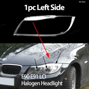 BMW ヘッドライト カバー 3シリーズ E90 E91 LCI フェイスリフト 2008-11 クリア ハウジング フロント ヘッドライト レンズ シェルガラスランプカバー - 1pc Left Halogen