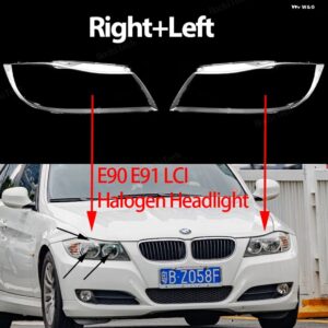 BMW ヘッドライト カバー 3シリーズ E90 E91 LCI フェイスリフト 2008-11 クリア ハウジング フロント ヘッドライト レンズ シェルガラスランプカバー - 1pc Right Xenon