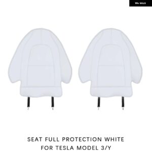 テスラ モデル3 Y レザーシートバック プロテクター 耐摩耗性カーキックマット オーガナイザー ポケット付き 防水 傷防止 - White 2PCS