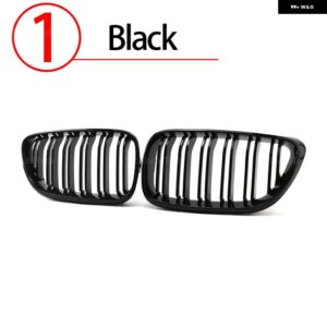 BMW ルック車 グリル フロントキドニー 2 ラインダブルスラット 2シリーズ F22 F23 F87 M2 2014-2019 アクセサリー - 1.Black