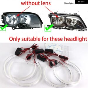BMW ホース蹄形 6000K 白色 LED クリスタルエンジェルアイ デイライト 3シリーズ E46 316I 318I 320D 320I 323I 328I 330I 325XI 330D - Without Lens