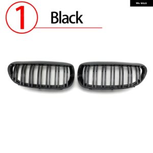 BMW LOOK 車 グリル フロントキドニー光沢 2 ライン ダブル スラット 6シリーズ E63 E64 2004-2010 レーシング グリル 交換 - 1.Black