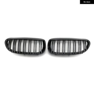 BMW 2個 スタイル グロスブラックフロントキドニーダブルスラット グリル 6シリーズ E63 E64 2004-2010 デュアルライン レーシング グリル - all black