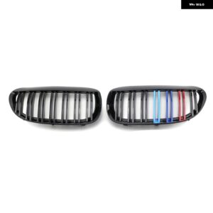 BMW 2個 スタイル グロスブラックフロントキドニーダブルスラット グリル 6シリーズ E63 E64 2004-2010 デュアルライン レーシング グリル - M Look