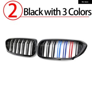 BMW フロントバンパー グリル キドニー レーシング グリル 5シリーズ G30 G31 G38 PRE-LCI 2016-2019 ダブルスラット交換 グリル - 2.Black with 3 color