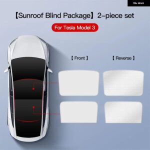 テスラ サンバイザー モデルY 2021-2024 3 2021-2023 アップグレード アイスクロスバックルサンシェード ガラスルーフ 天窓車 - Model 3 2PCS