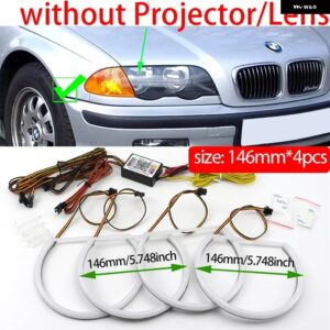 BMW 320I 323I 325I カラフルな RGBW コットン LED エンジェルアイ E46 1998-2002 回転ダイナミックライトシーケンシャル流れる - pre LCI Xenon