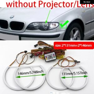 BMW 320I 323I 325I カラフルな RGBW コットン LED エンジェルアイ E46 1998-2002 回転ダイナミックライトシーケンシャル流れる - pre LCI Halogen