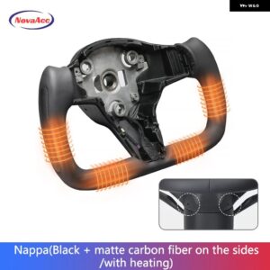 テスラ ヨーク ステアリングホイール モデル3 Y 370MM 楕円カーボンマットレザー加熱 カスタム - Y Heating Side CF