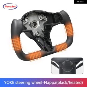 テスラ ヨーク ステアリングホイール モデル3 Y 370MM 楕円カーボンマットレザー加熱 カスタム - Y Alcantara