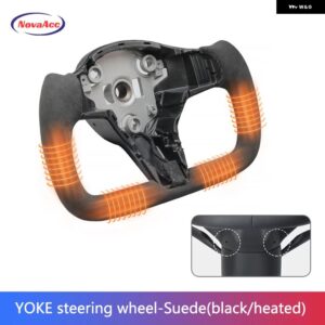 テスラ ヨーク ステアリングホイール モデル3 Y 370MM 楕円カーボンマットレザー加熱 カスタム - 3 Heating