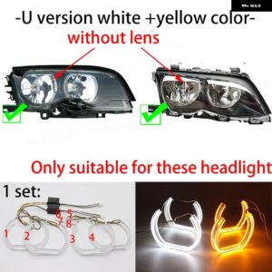 BMW スイッチ バック LED クリスタルエンジェルアイ白とイエローデュアルカラー 3シリーズ E46 325I 330I 1999-2006 - 2.U version