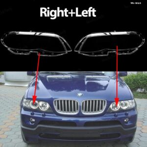 BMW ヘッドライト カバー X5 E53 フェイスリフト 2004-2006 クリア ハウジング フロント ヘッドライト レンズ シェルガラスランプカバー - Right and Left